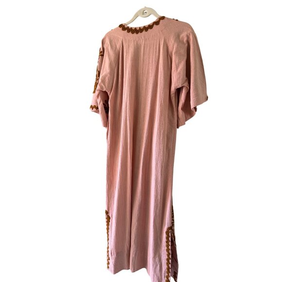 Arte Mexicano Womens Caftan Size M Pink Cotton Hand Embroidered Vintage Rare - Picture 10 of 16